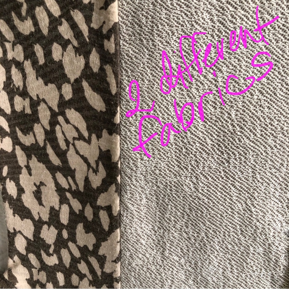 BiBi Neutral Beige Henley with Patterned Taupe Sleeves - Picture 8 of 12